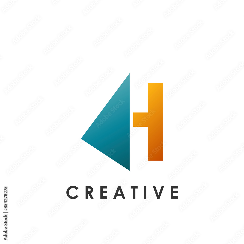 Techno Split Half Letter H Logo Vector Design Template with geometrical triangle shape. Techno Split Half Letter H Logo Vector Design Template with geometrical triangle shape.