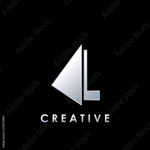 Techno Split Half Letter L Logo Vector Design Template with geometrical triangle shape.