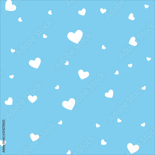 Vector background with hearts. Blue background to decorate the maiden party. Paper design for a little boy. Bright blue abstract pattern for inviting kids.