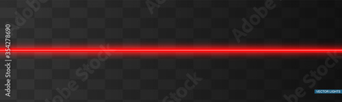 Abstract red laser beam. Transparent isolated on black background. Vector illustration.the lighting effect.floodlight directional photo
