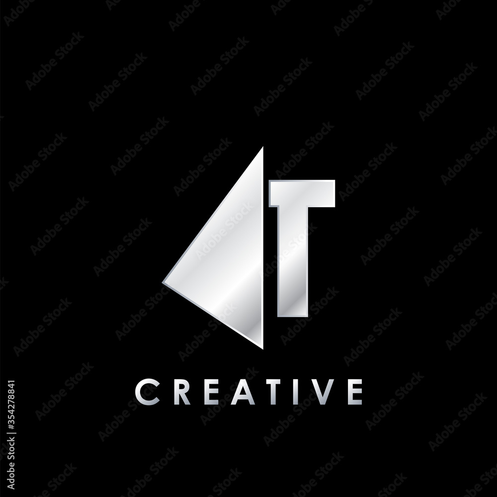 Naklejka premium Techno Split Half Letter T Logo Vector Design Template with geometrical triangle shape.