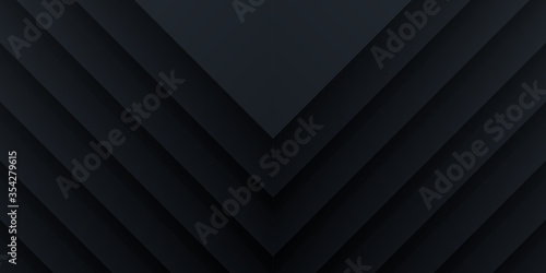 3D layered shadow dark black neutral abstract background for presentation design.