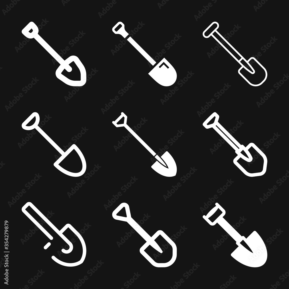 Shovel icon, Vector Illustration on the background. Shovel icon, Vector Illustration on the background.