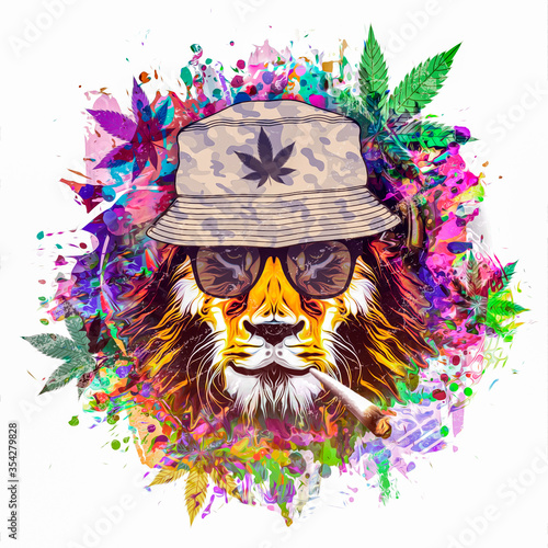 rastafari lion illustration...