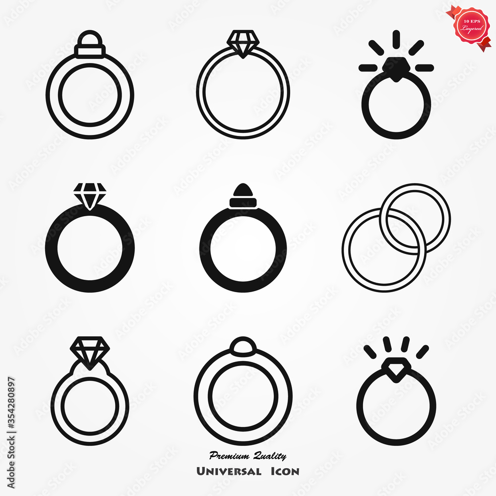 Ring icon, engagement and wedding ring. Vector illustration Ring icon, engagement and wedding ring. Vector illustration