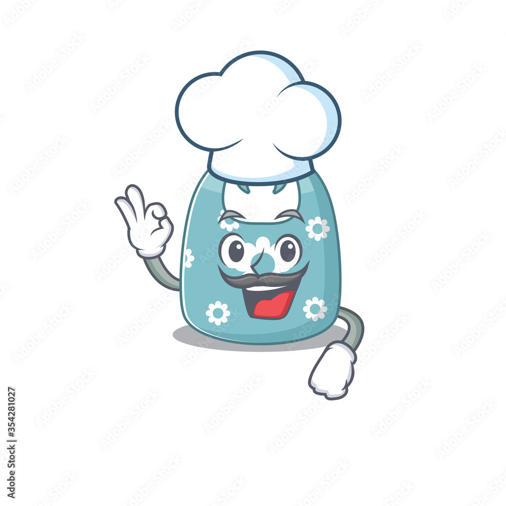 Talented baby apron chef cartoon drawing wearing chef hat Talented baby apron chef cartoon drawing wearing chef hat