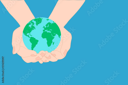 elegant hands are holding the earth. The global connection that empower of  the world concept. Energy saving, protection environment concept.