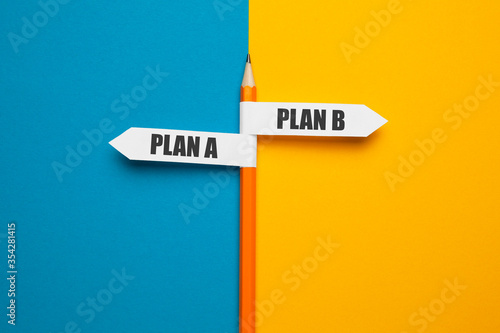 Pencil - direction indicator - choice of plan a or plan b. Business strategy, failure analysis and not give up. photo