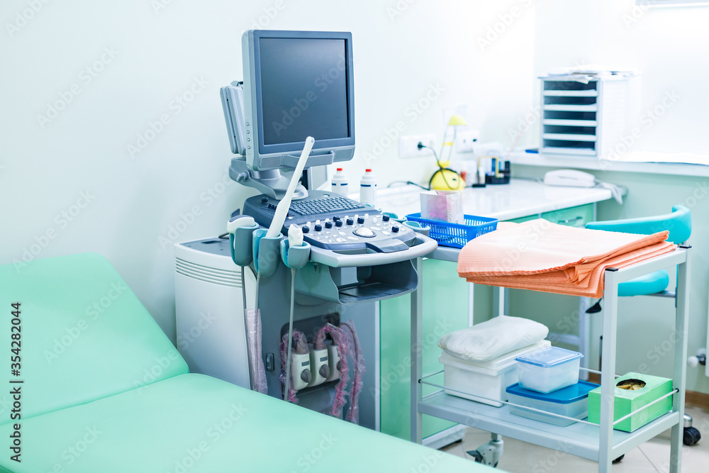 The workplace of a doctor. Equipment for ultrasound diagnostics The workplace of a doctor. Equipment for ultrasound diagnostics