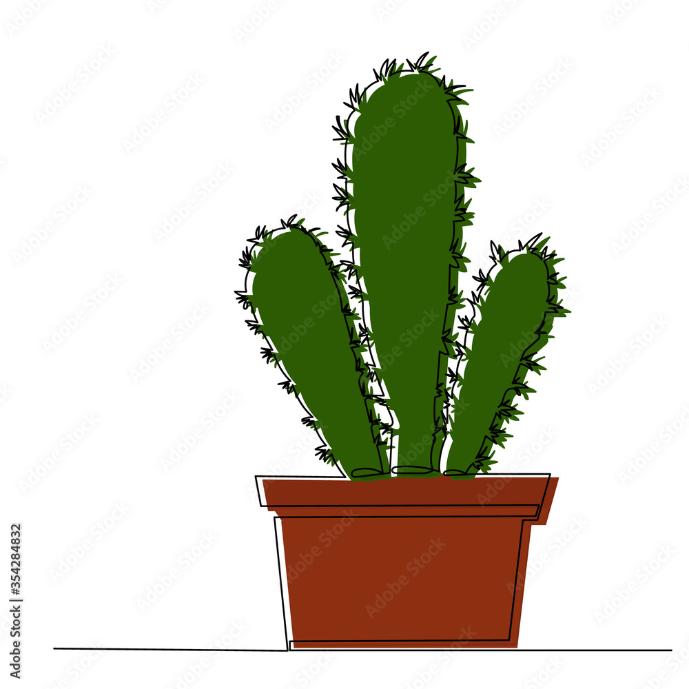 isolated, green cactus, continuous line drawing isolated, green cactus, continuous line drawing