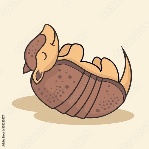 Lazy Armadillo Cartoon Sleeping Isolated