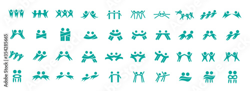 Abstract People Logo Set. Human Figure Isolated On White Background. Icons Collection For Human Success  Celebration Logo  Achievement Symbol And Activity. Different Happy People. Figure Logo  Vector