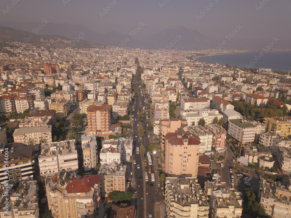 Fototapeta premium Aerial view of the city of Alanya, Turkey