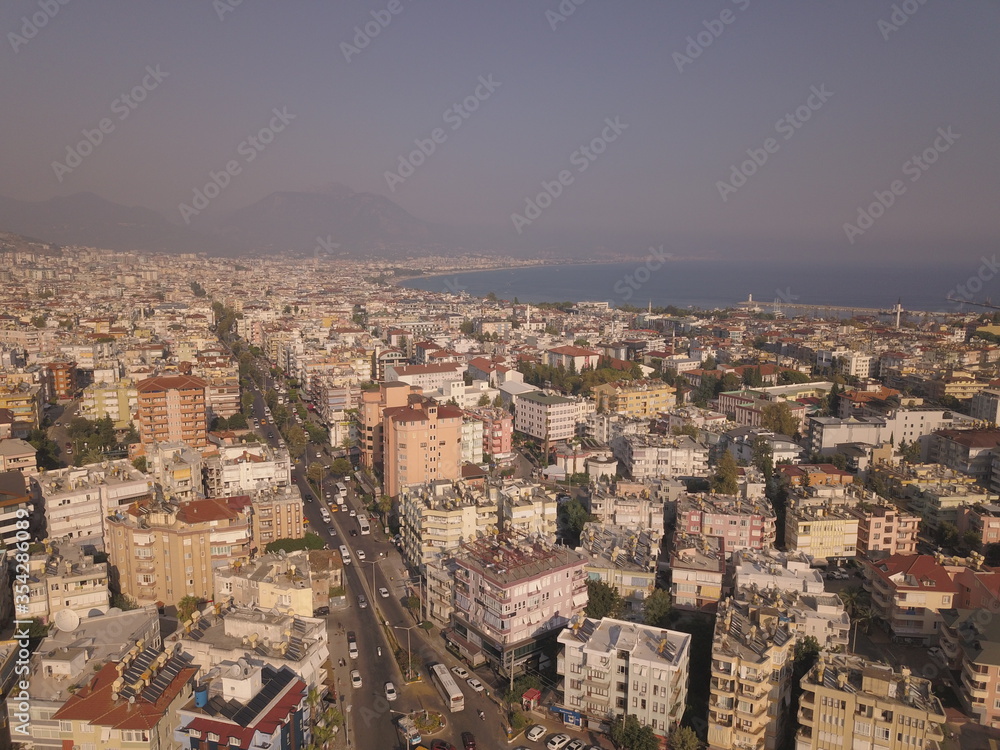 Aerial view of the city of Alanya, Turkey