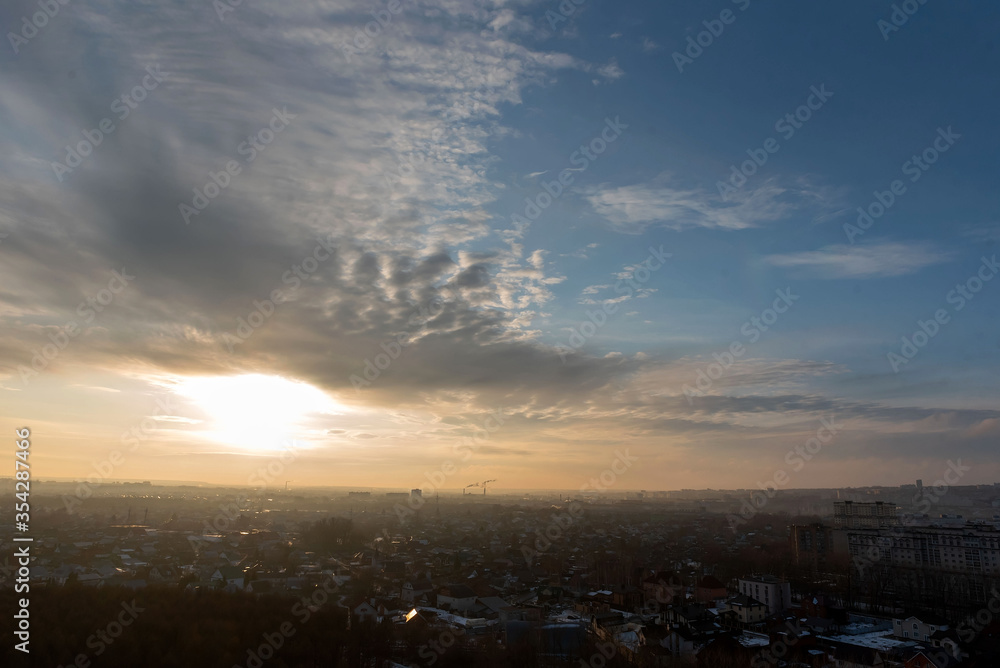 sunset over the city