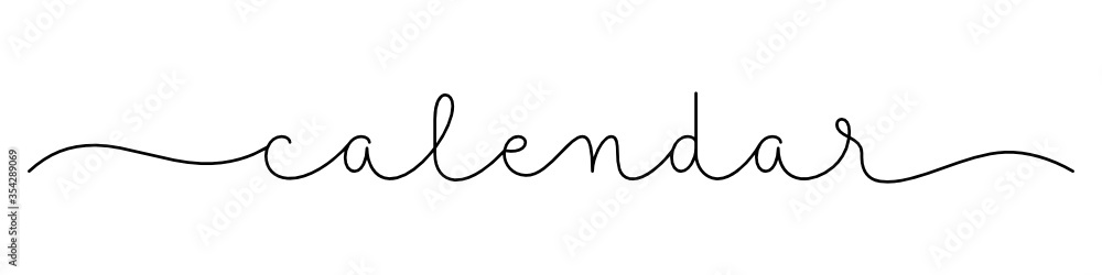CALENDAR black vector monoline calligraphy banner with swashes CALENDAR black vector monoline calligraphy banner with swashes
