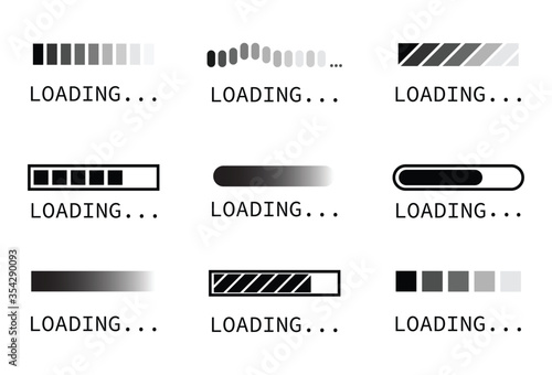 Progress bar loading icon. Load upload download round process. Circle website buffer loader or preloader