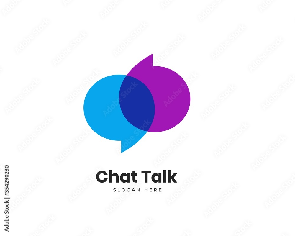 Modern Chat Talk Logo Design Vector Template - obrazy, fototapety, plakaty 