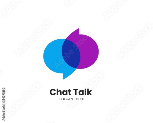 Modern Chat Talk Logo Design Vector Template photo