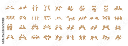 Abstract People Logo Set. Human Figure Isolated On White Background. Icons Collection For Human Success  Celebration Logo  Achievement Symbol And Activity. Different Happy People. Figure Logo  Vector