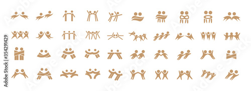 Abstract People Logo Set. Human Figure Isolated On White Background. Icons Collection For Human Success, Celebration Logo, Achievement Symbol And Activity. Different Happy People. Figure Logo, Vector