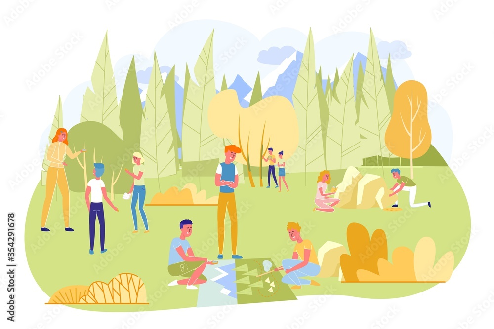 Children on Camping Trip with Geography Teacher. Children on Camping Trip with Geography Teacher.
