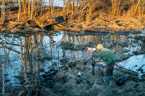 Portrait of a photographer during photography outdoors