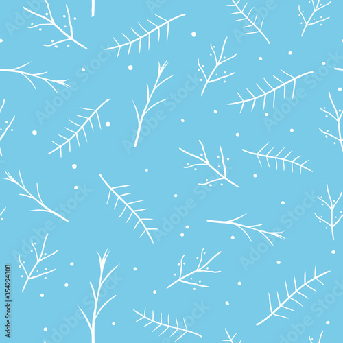 Nature winter pattern. Hand drawn wrapping paper print design.