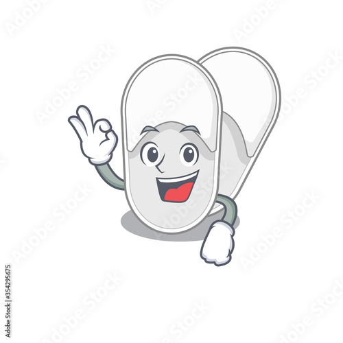 Hotel slippers mascot design style showing Okay gesture finger