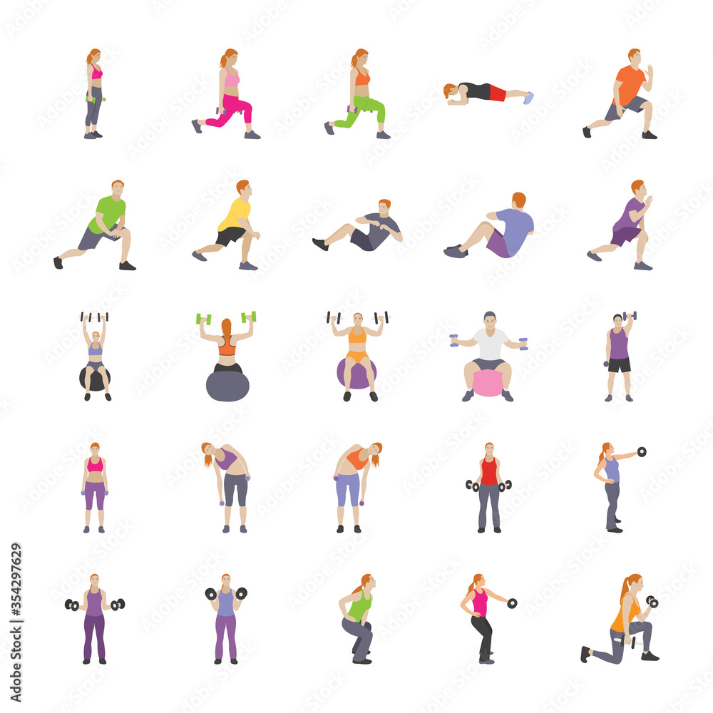 Human Exercises Flat Icons Human Exercises Flat Icons