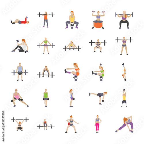Physical Workout Flat Icons 