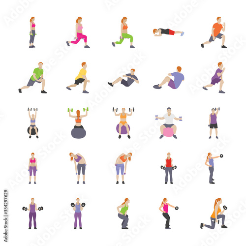Human Exercises Flat Icons 