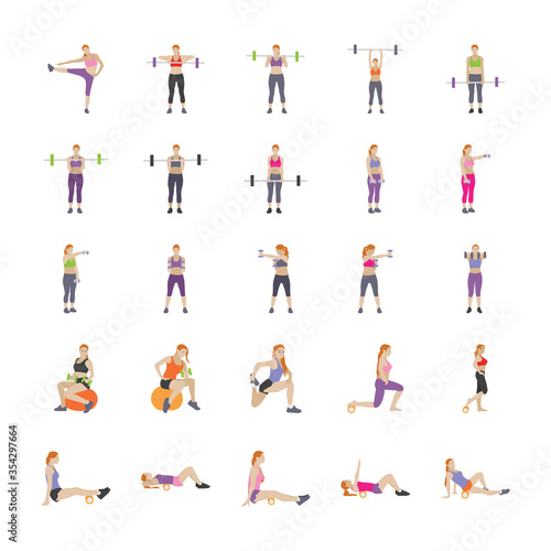 Fitness Games Flat Icons 