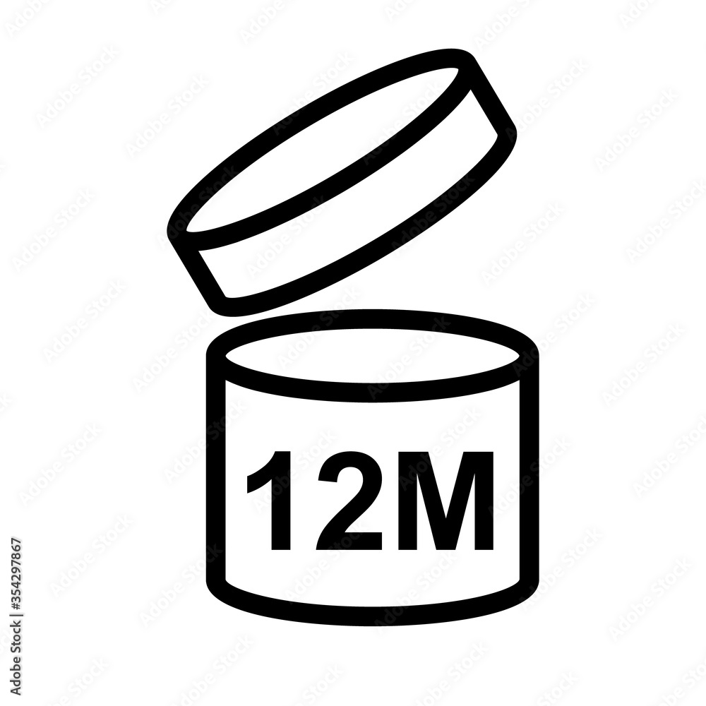 12m Period after opening symbol icon. Clipart image isolated on white background 12m Period after opening symbol icon. Clipart image isolated on white background