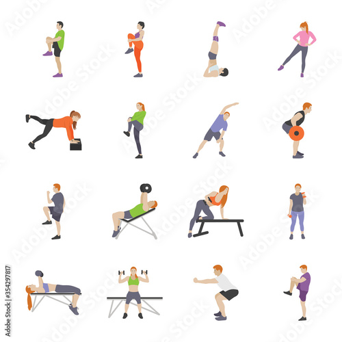 Workout and Fitness Games Flat Icons