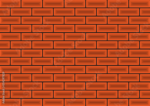 Red brick wall 3d vector wallpaper texture on black background.