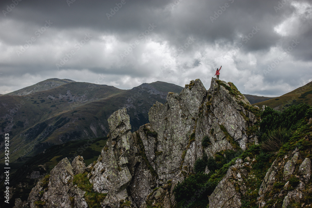 Naklejka premium mountain landscape with clouds