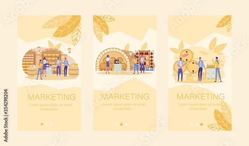 Food and Drink Degustation Process Mobile App Set