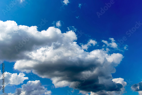 Blue sky with cloud closeup. Natural sky composition