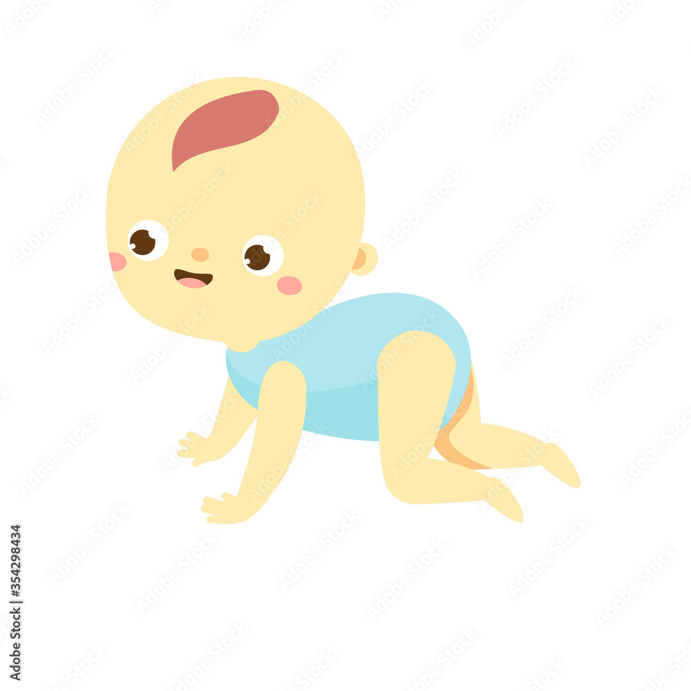 Cute baby. toddler learn to crawl. Newborn child, happy little kid explore world Cute baby. toddler learn to crawl. Newborn child, happy little kid explore world