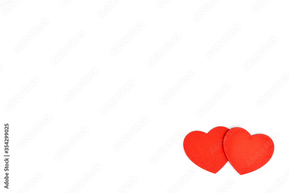 Red hearts on white background with copyspace/space for text Red hearts on white background with copyspace/space for text
