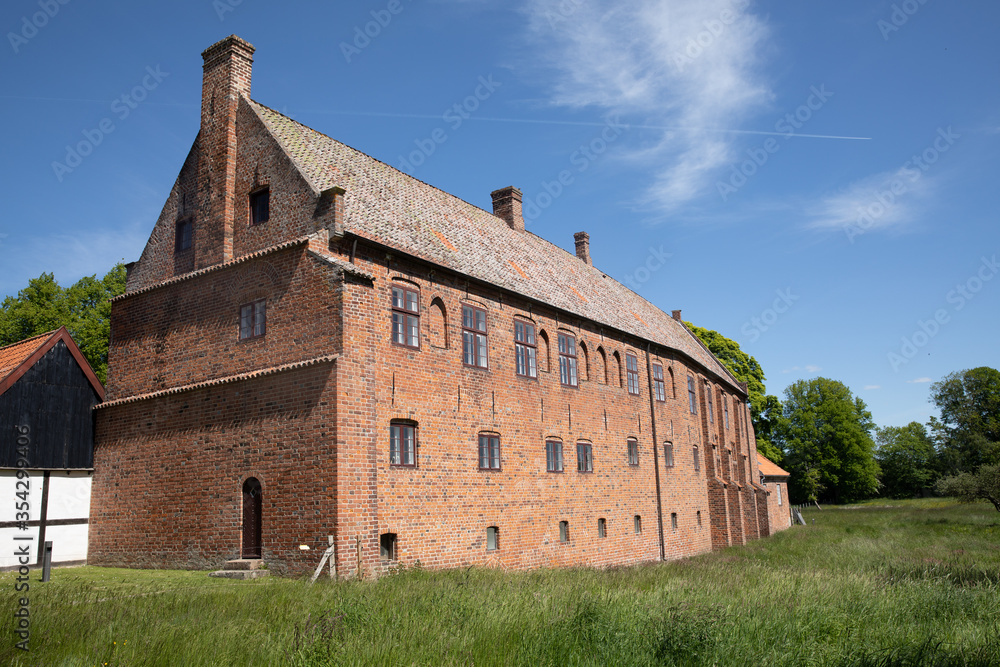 Old red abbey made with red bricks in denmark
