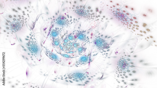Abstract exotic blue flower. Fantasy fractal composition. Psychedelic digital art. 3D rendering.