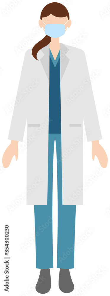 Vector image of a female doctor in in the white coat with a mask Vector image of a female doctor in in the white coat with a mask