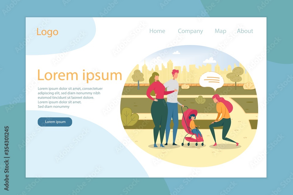 Family with Kid and Friend Meeting Landing Page Family with Kid and Friend Meeting Landing Page
