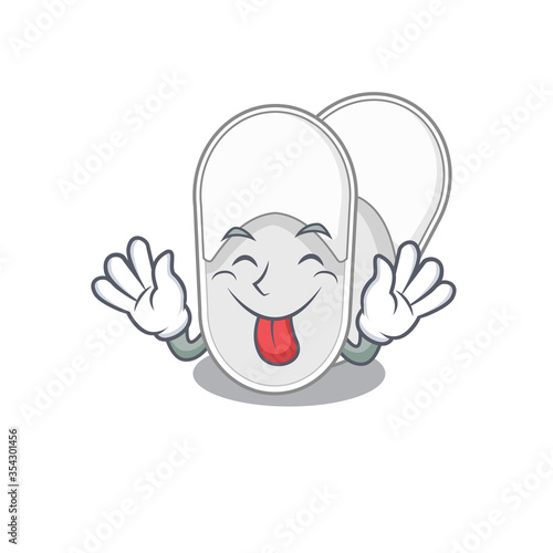 Funny hotel slippers cartoon design with tongue out face