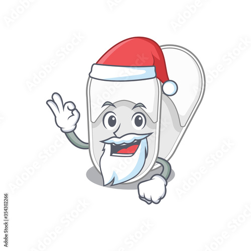 cartoon character of hotel slippers Santa having cute ok finger © kongvector