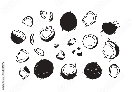 Hand drawn stylish fruit and vegetable. Vector artistic drawing fresh organic food. Summer illustration vegan ingrediens for smoothies