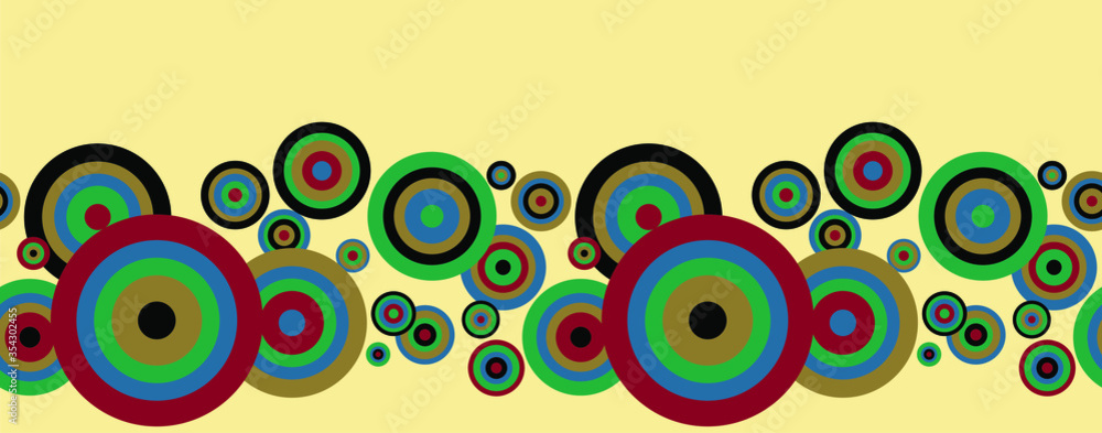 Fototapeta premium Seamless geometrical circle border pattern with light yellow background