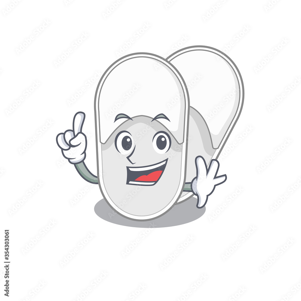 hotel slippers caricature design style with one finger gesture hotel slippers caricature design style with one finger gesture